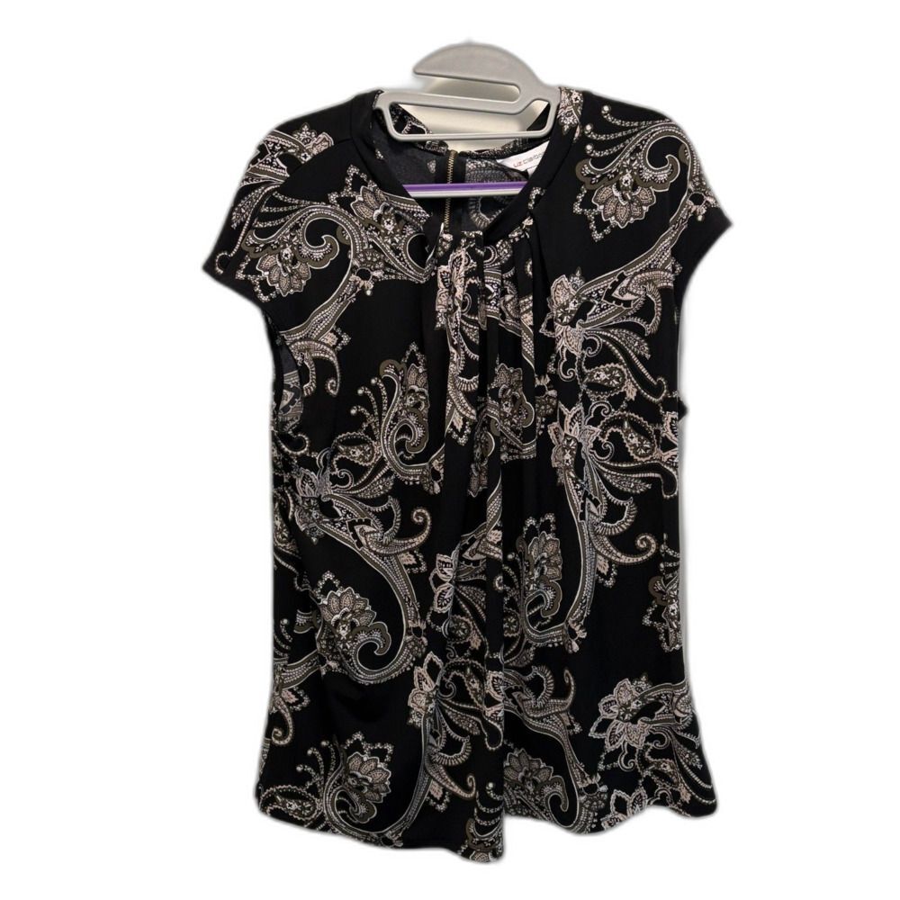 Liz Claiborne Cap Sleeve Tunic Size XXL Black & White EUC - Picture 3 of 9